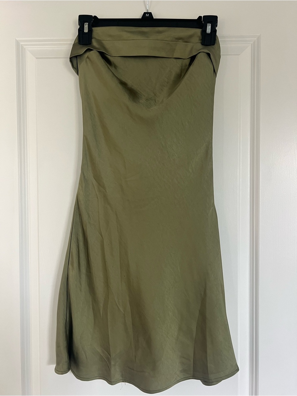 Strapless Olive Green Slip Dress - Sleek Evening Silhouette